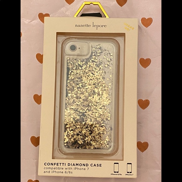 Nanette Lepore Other - Nanette Lepore Confetti Diamond Apple iPhone 7 6 6s Case Clear Gold Black NIB